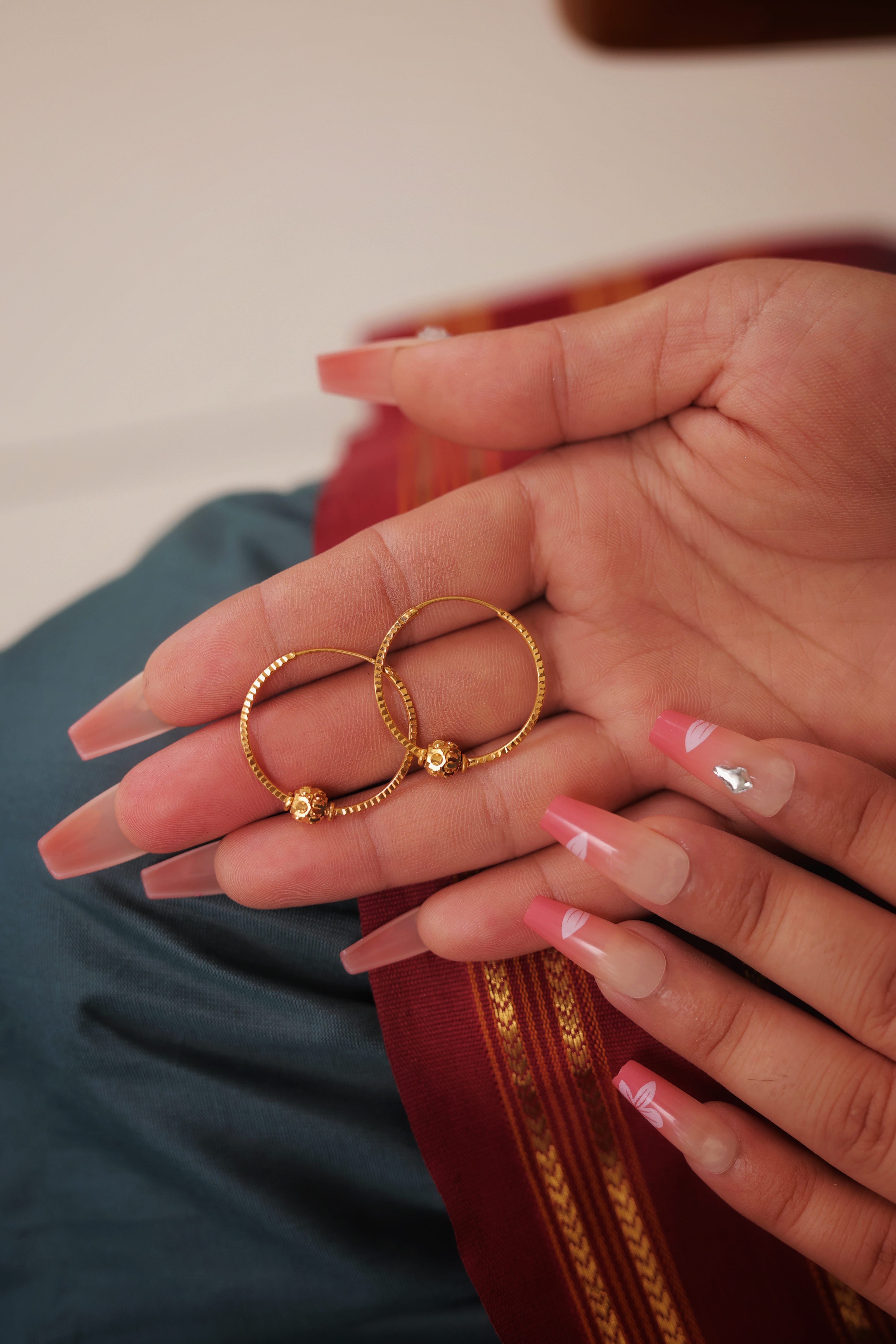 Handcrafted Gold-Plated Beaded Bali Hoops | Tiny Huggie Earrings for Women | Everyday Minimalist Design