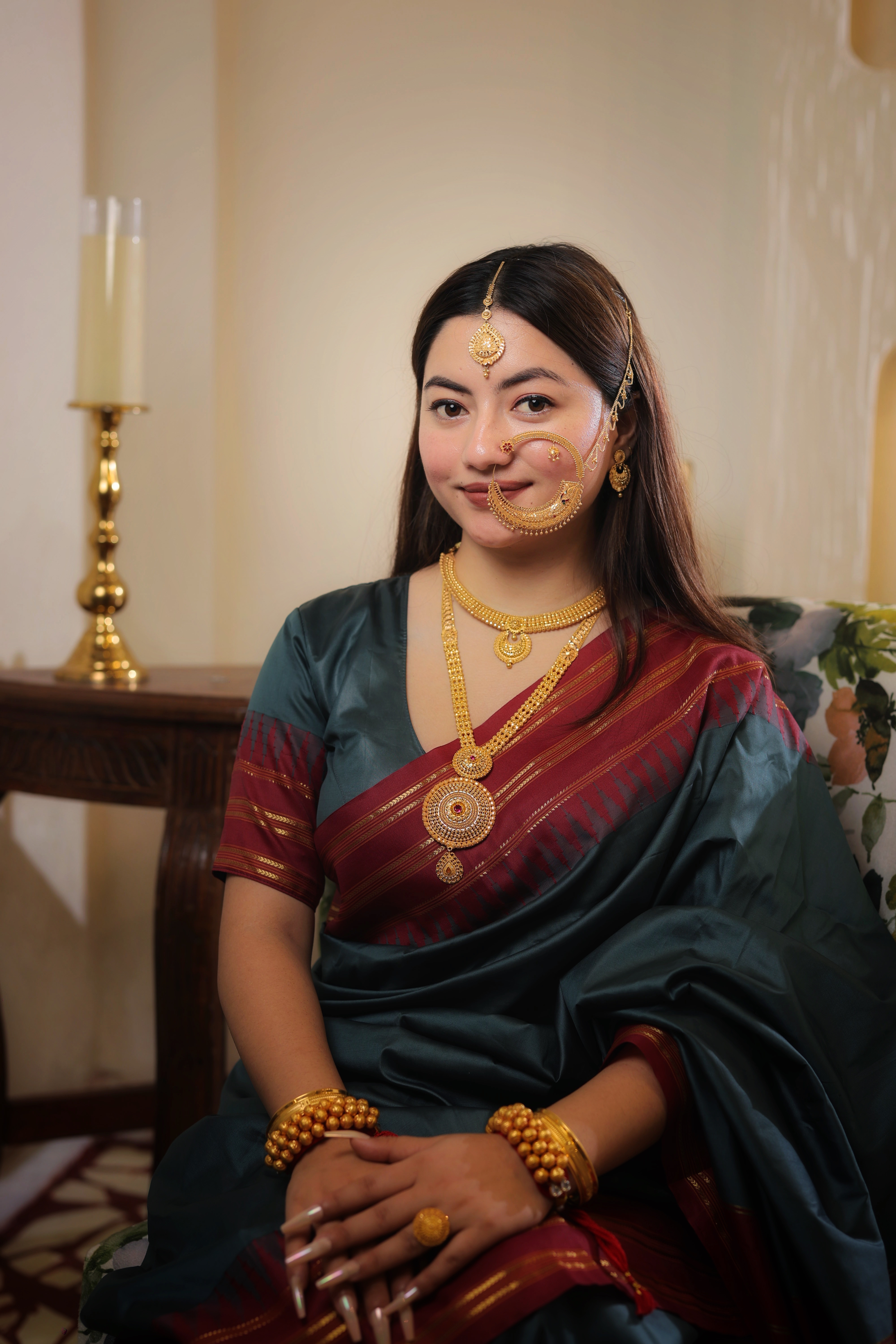 Authentic Solid Gold Nath | Densely Ornate Traditional Wirework Nose Ring | Grand Bridal Statement