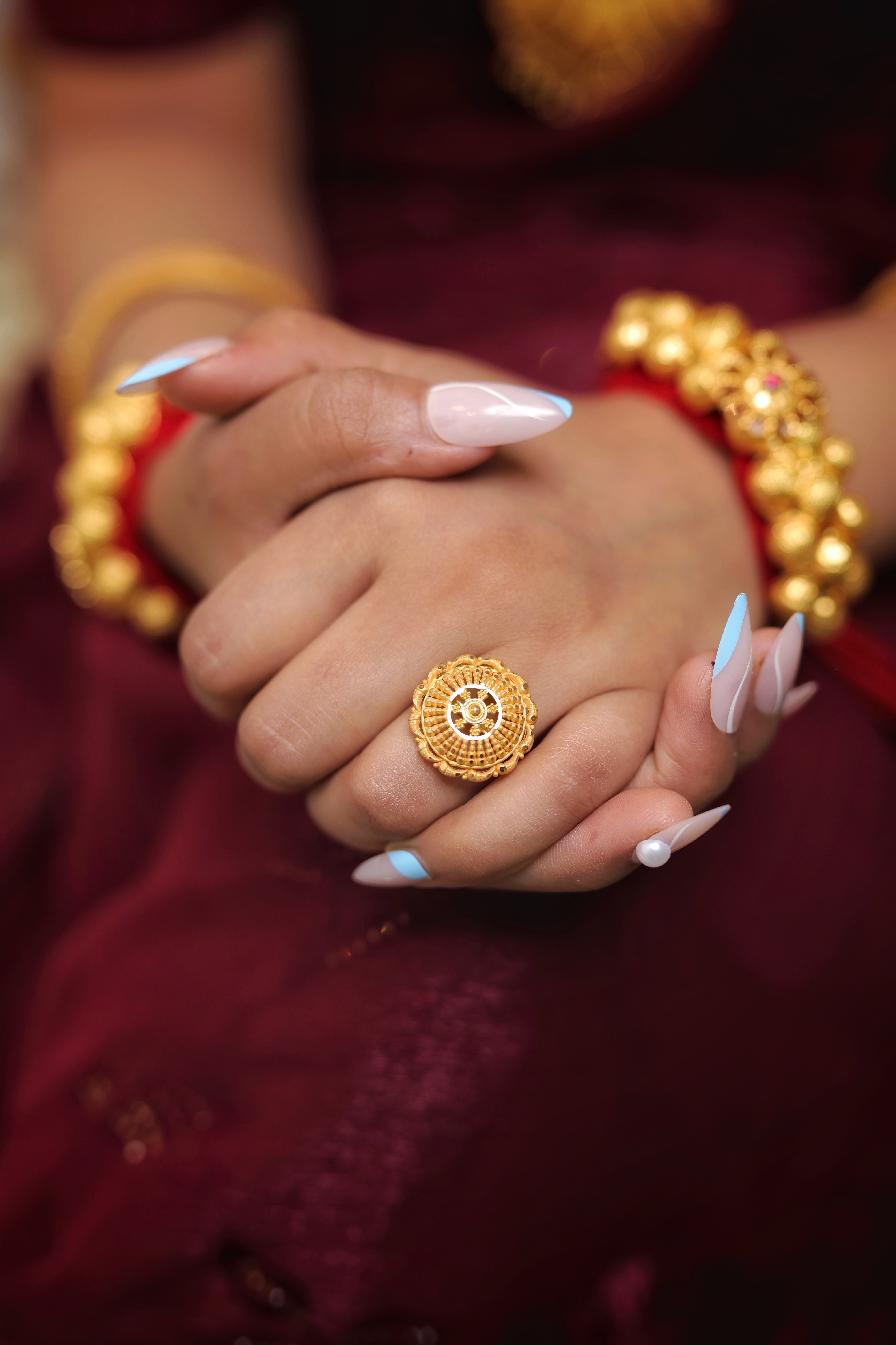 Traditional Circular Dome Cocktail Ring with Fine Filigree