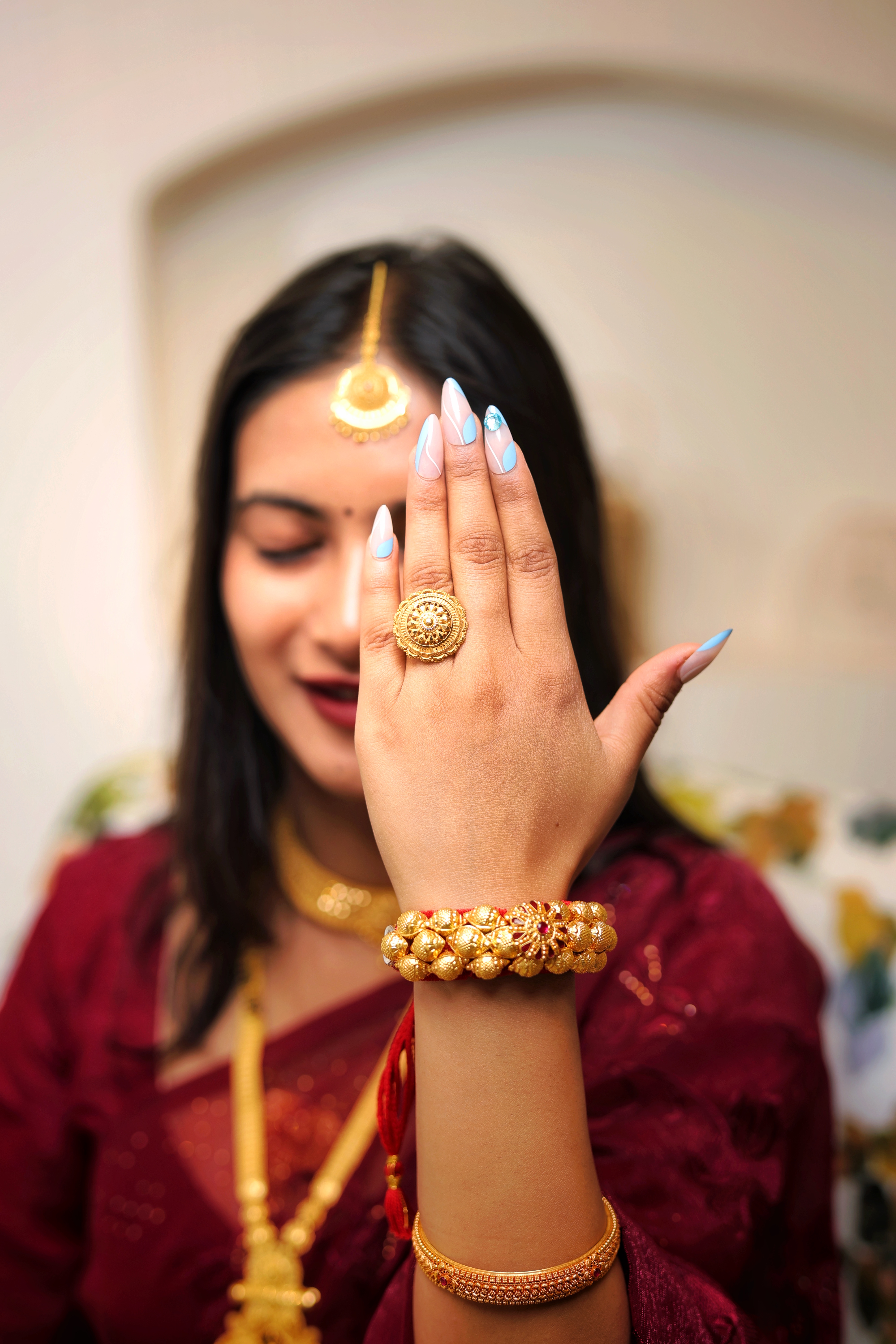 22K Gold Traditional Openwork Sunburst Cocktail Ring