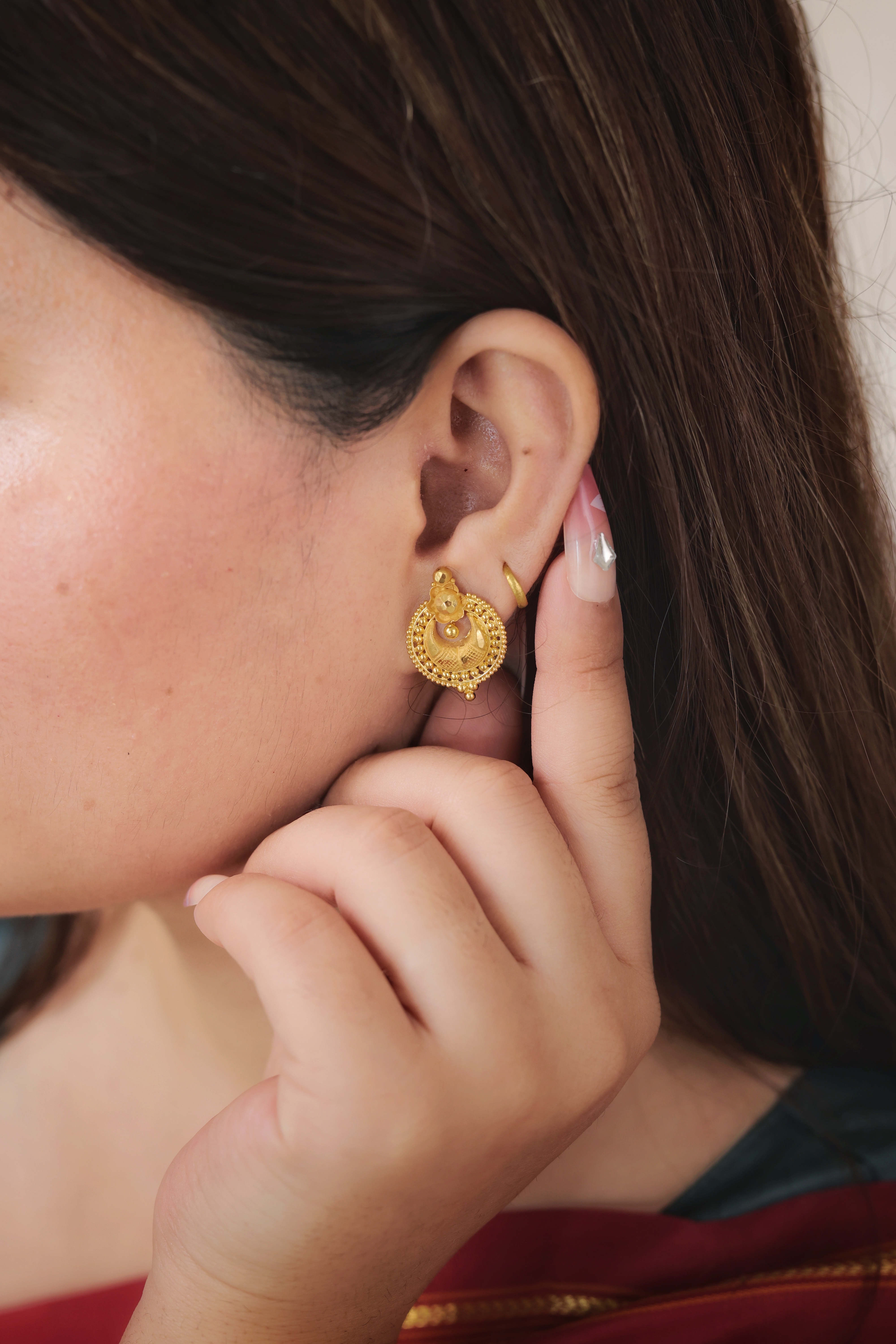 Traditional Curved Dome Gold Stud Earrings