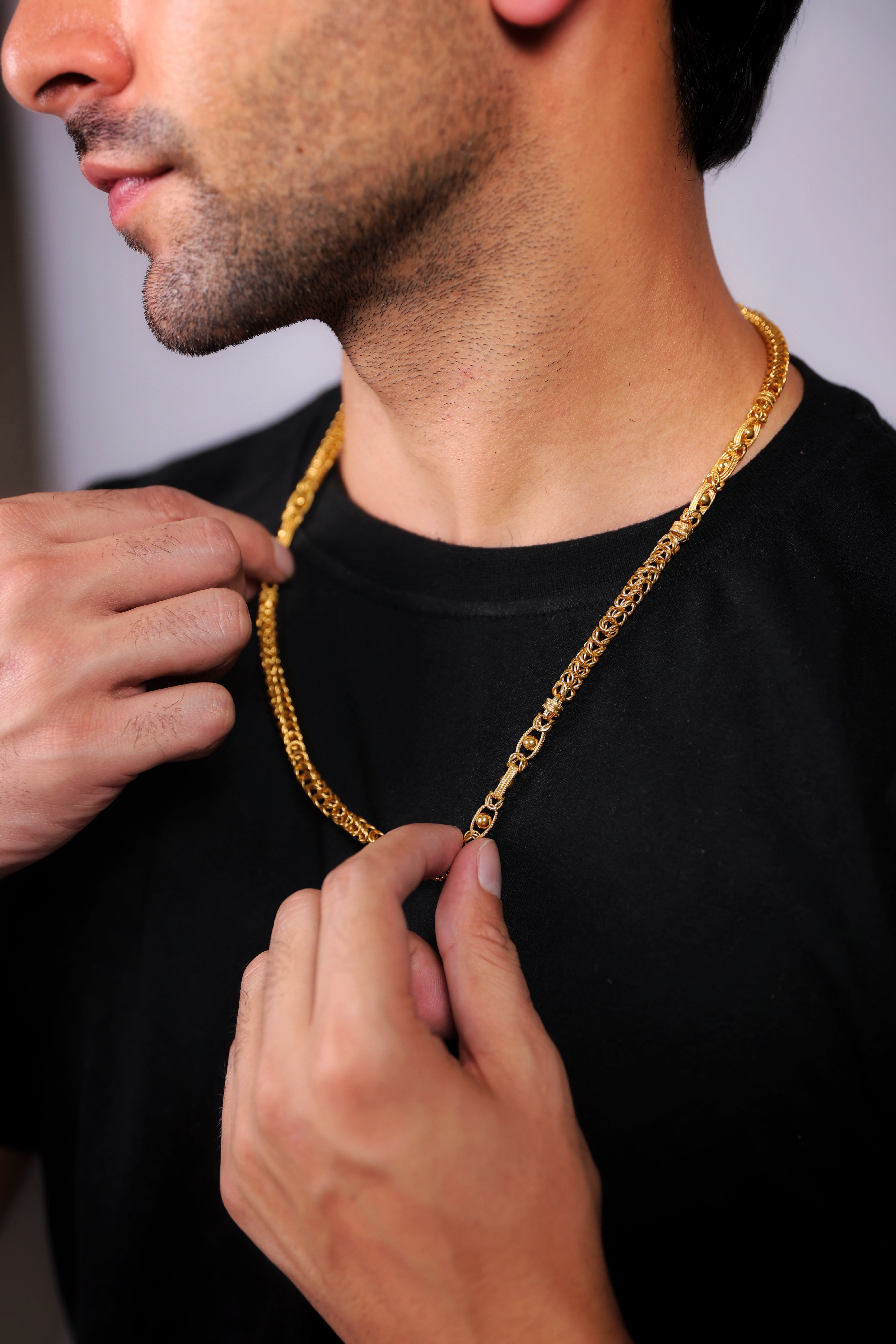 Bold Alternating Link Gold Chain Necklace for Men