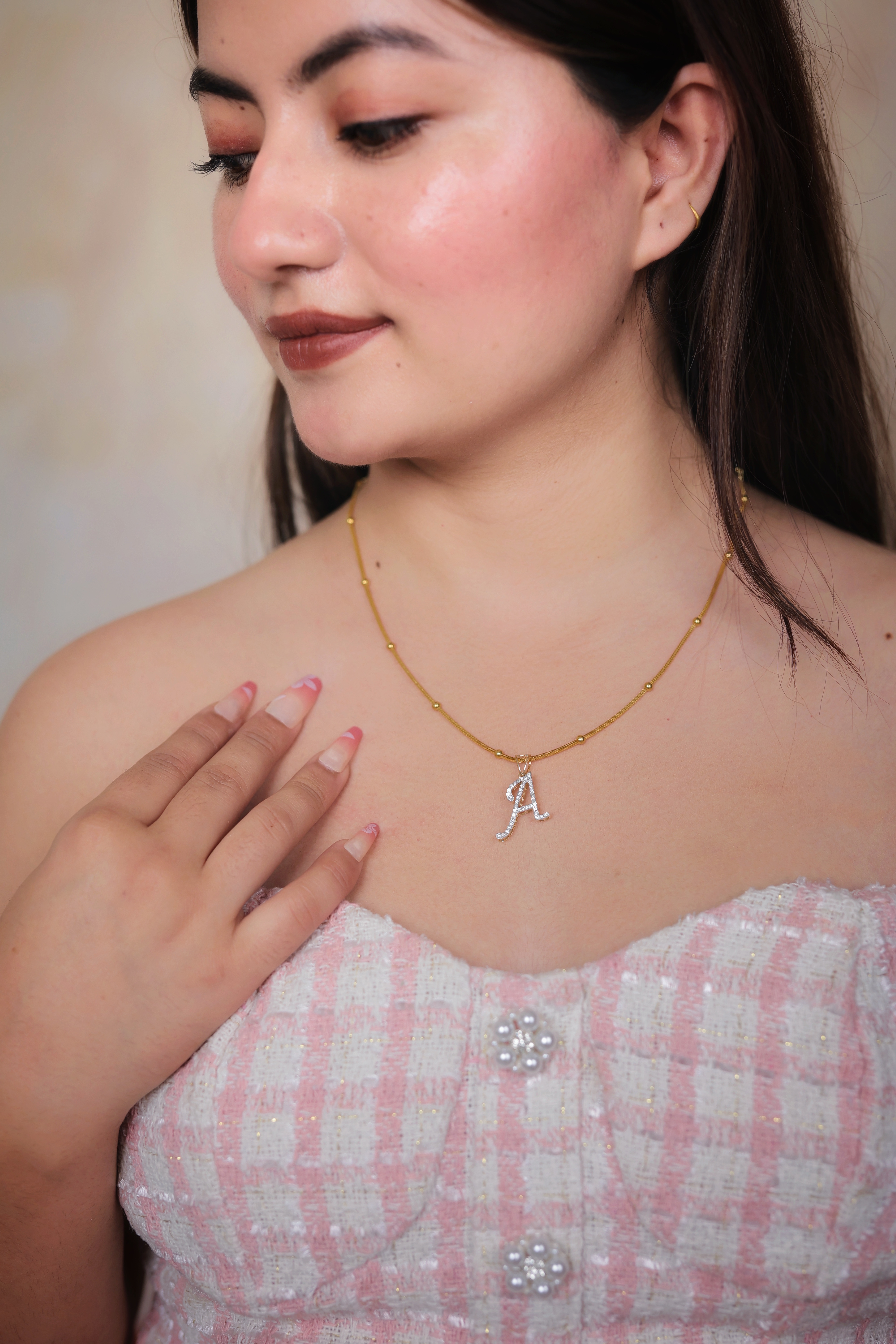 Diamond-Accent Initial Pendant (Letter A)