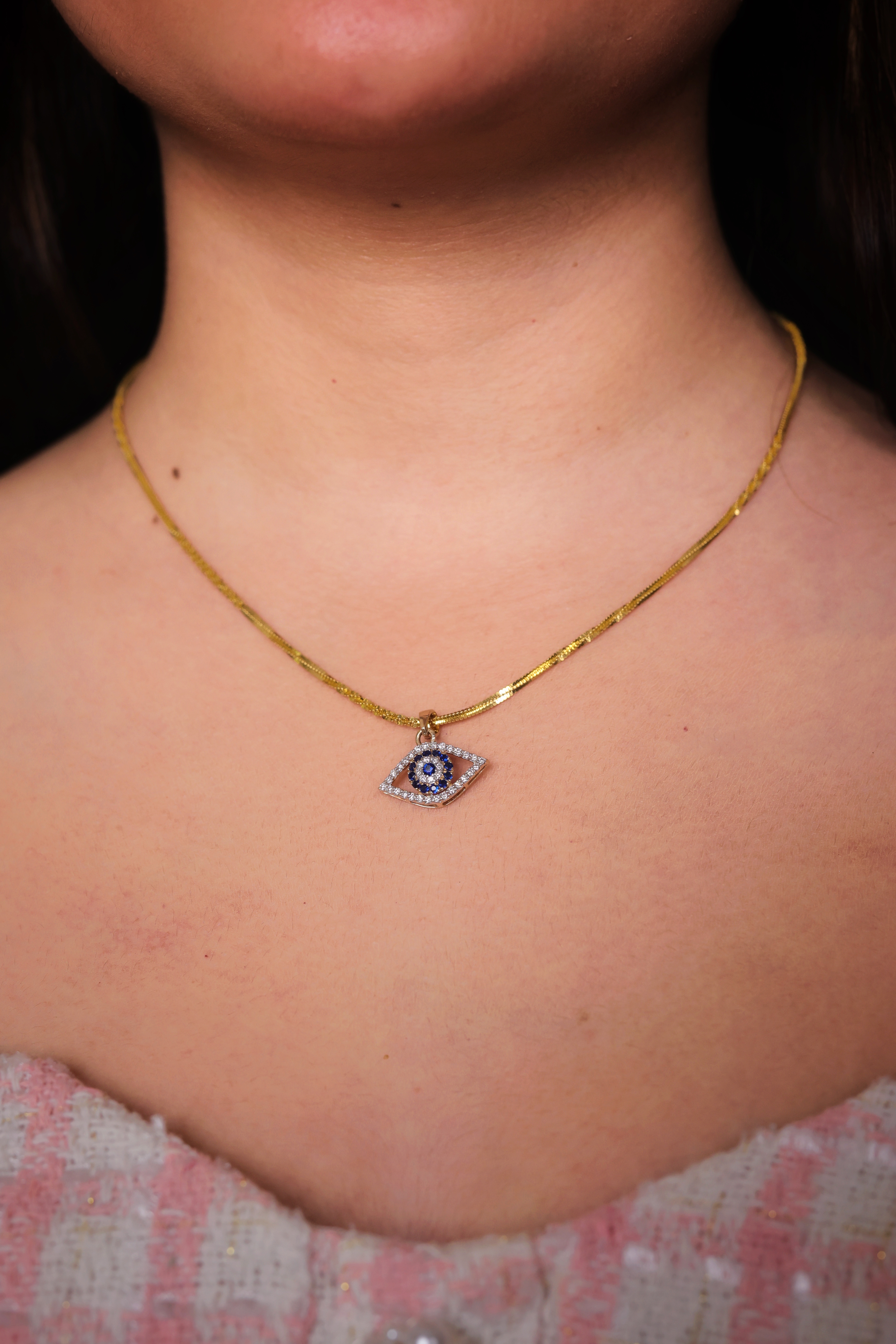 Gold Diamond-Accent Evil Eye Protection Pendant