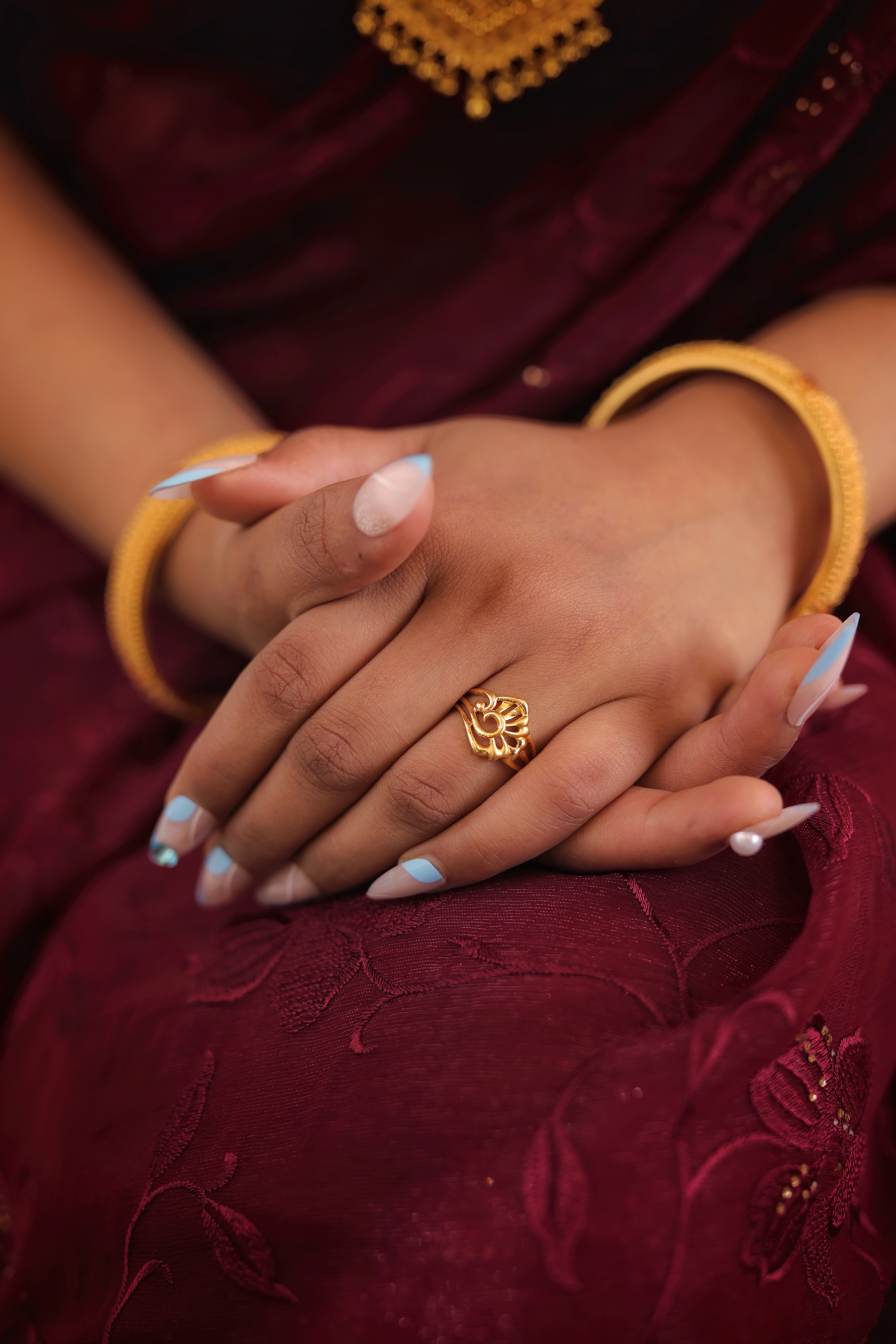 Sculptural Openwork Abstract Floral Gold Ladies Casting Ring