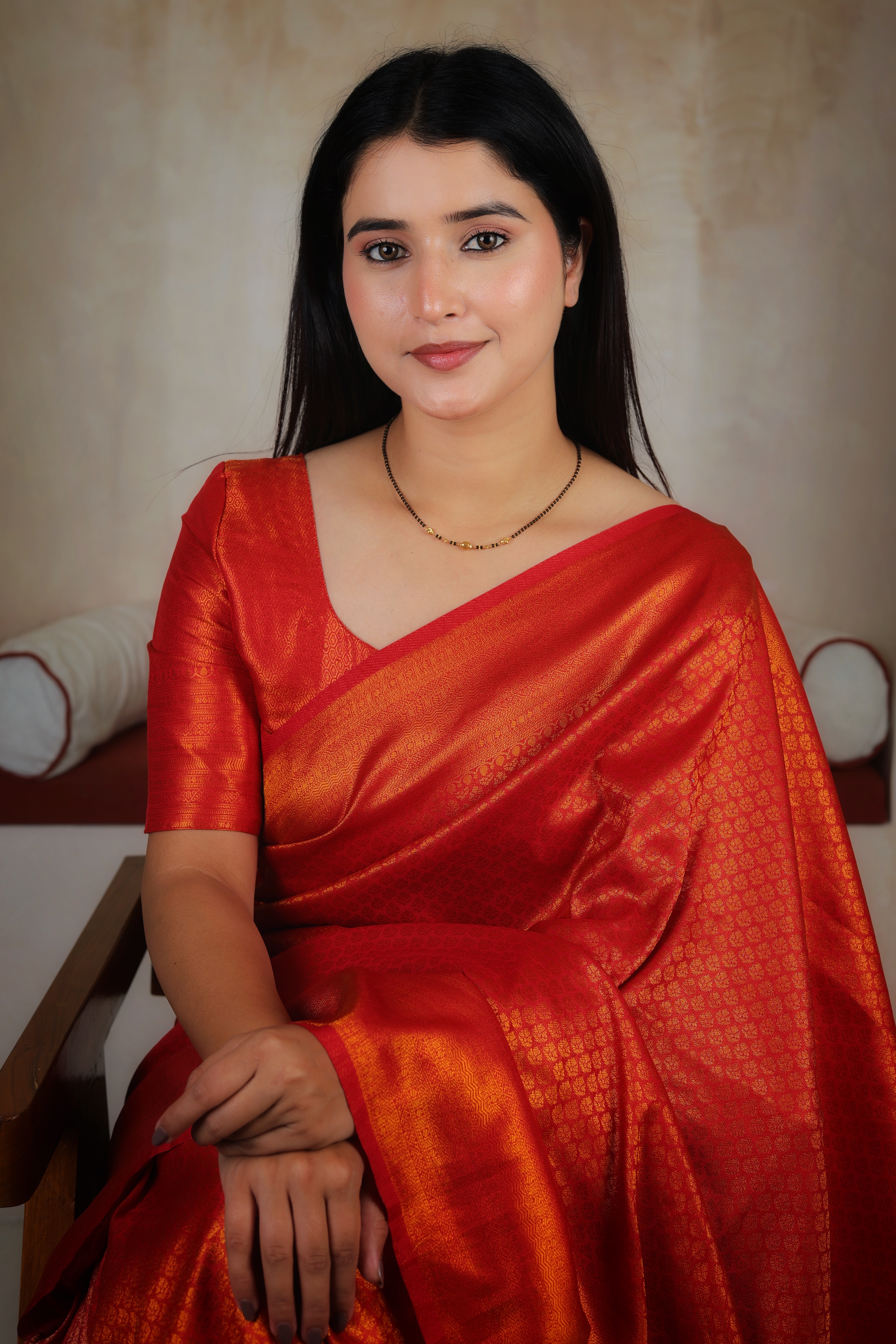 Ultra-Slim Single-Strand Short Mangalsutra with Triple Gold Bead Accents