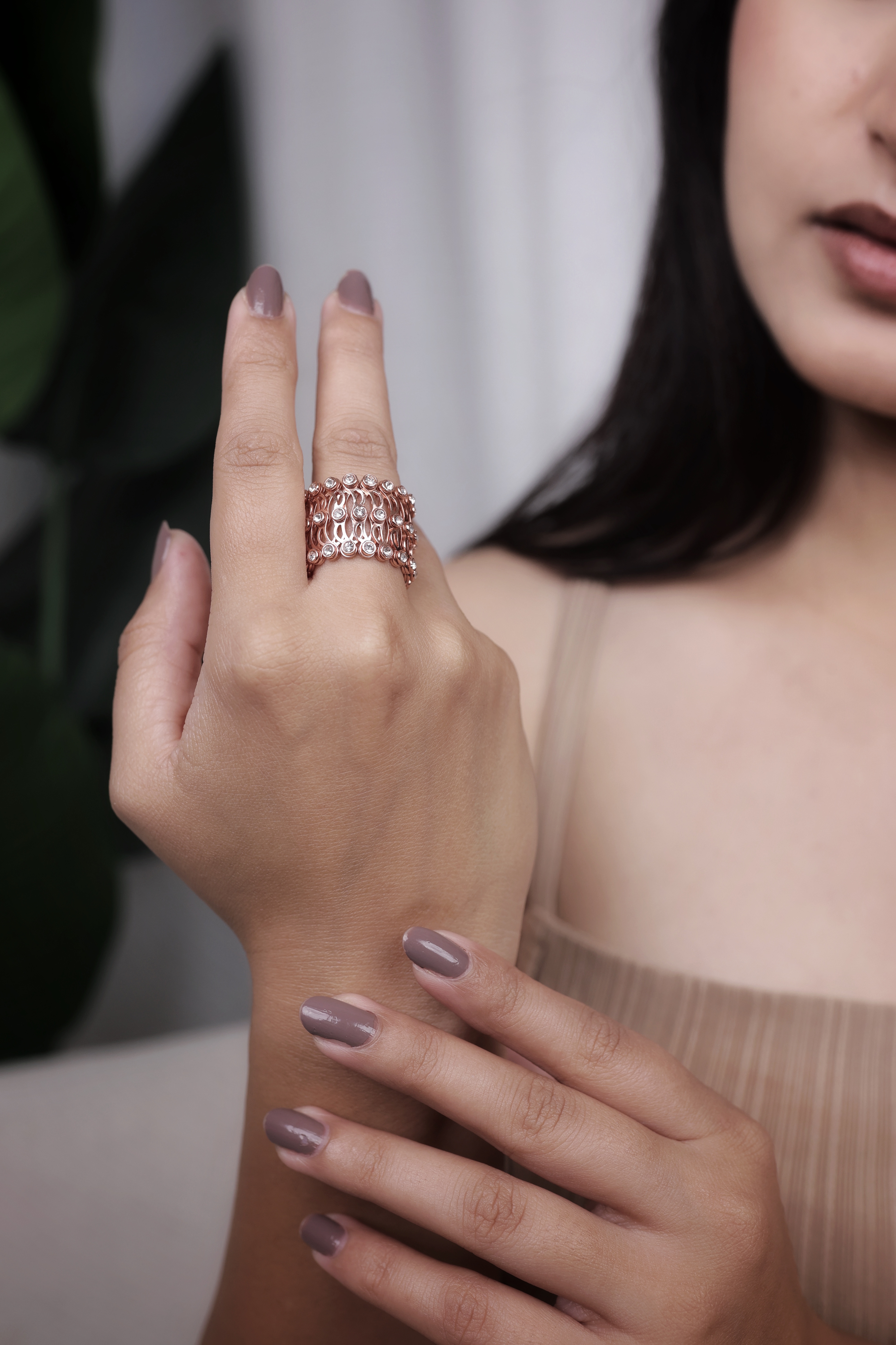 Silver 925 Rose Gold Finish Convertible Bracelet & Ring