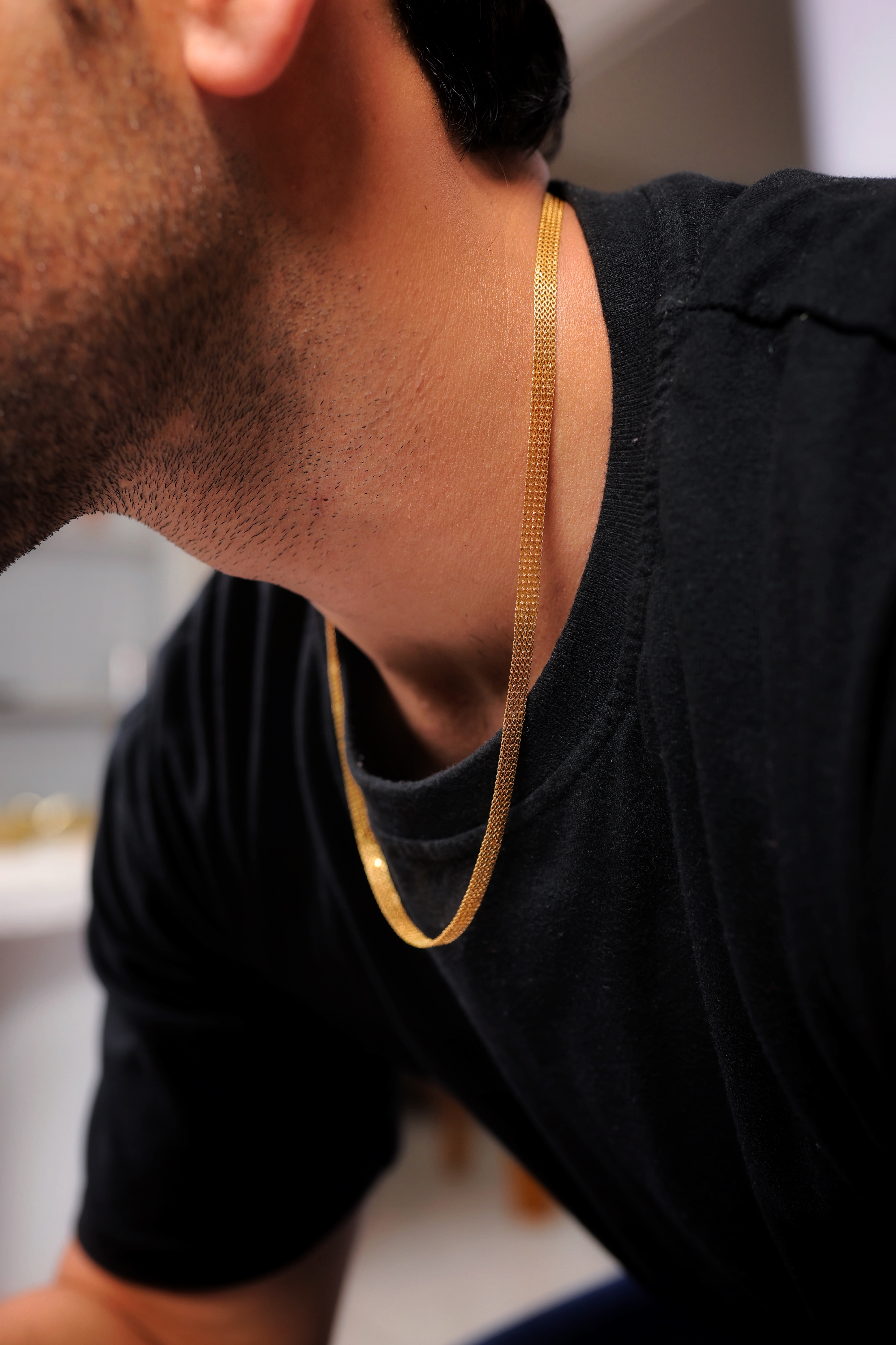 22K Gold Men’s Flat Chain – Sleek & Timeless Design