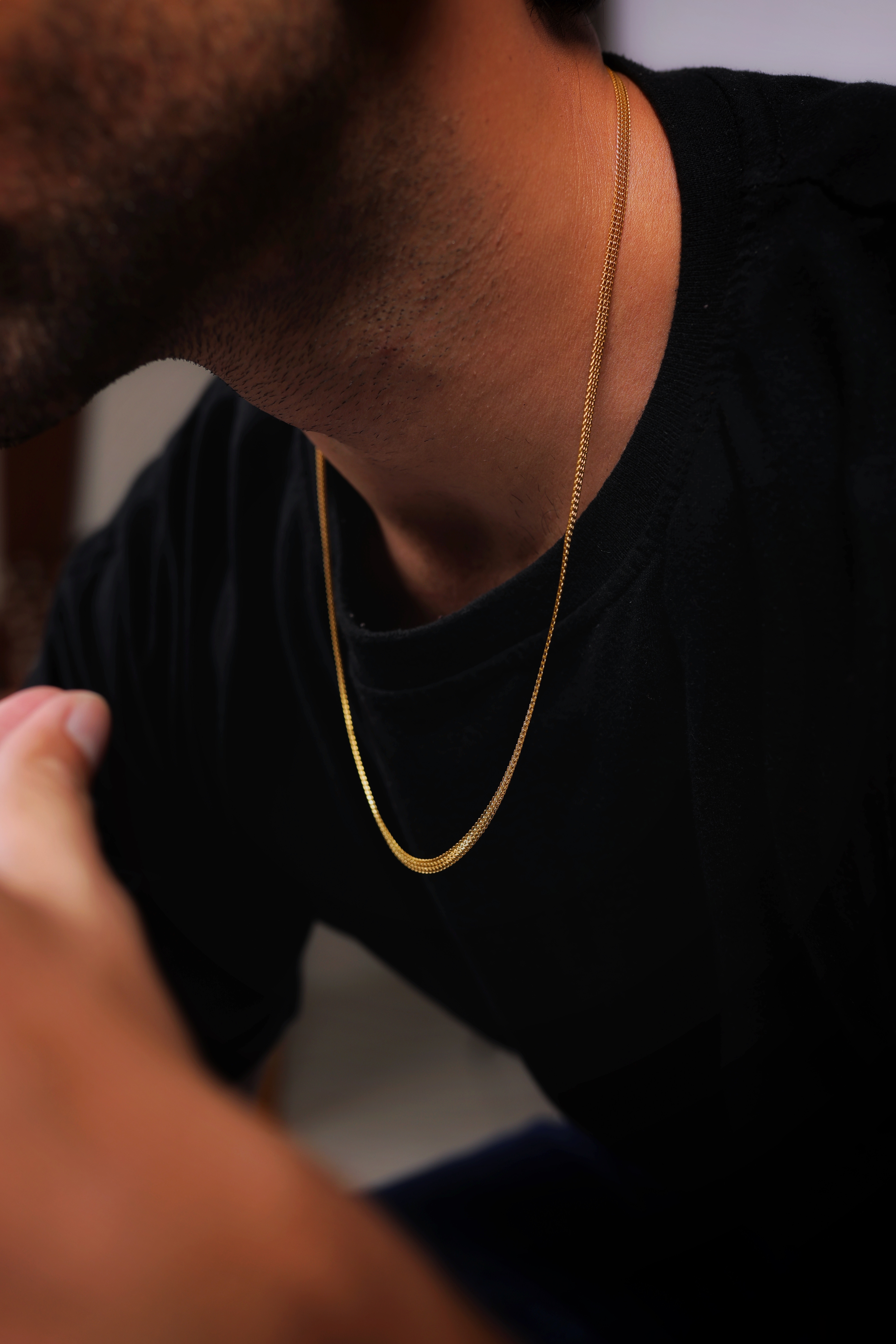 22K Gold Men’s Slim Box Chain – Elegant Everyday Wear