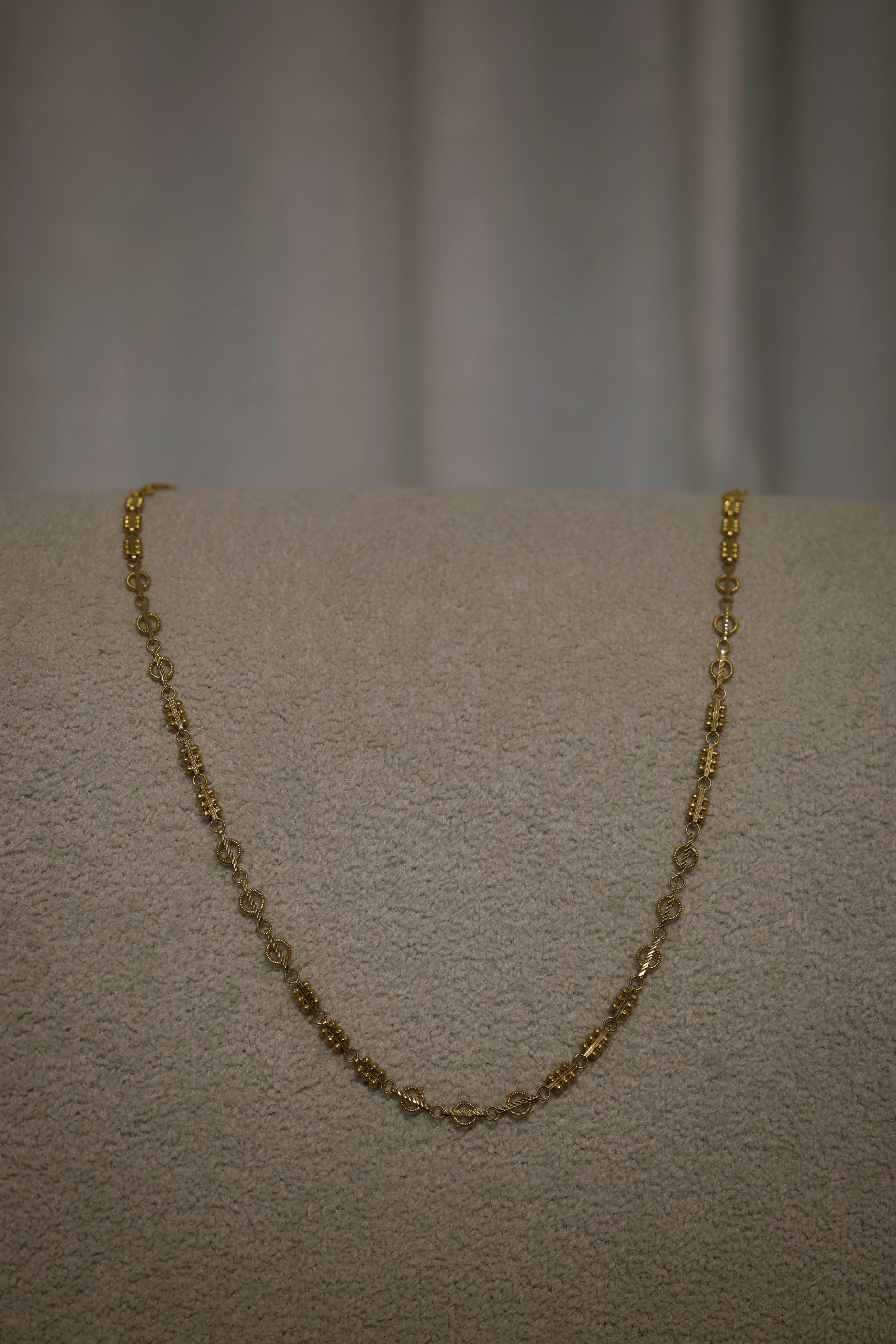 22K Gold Men’s Chain – Classic Beaded Link Design
