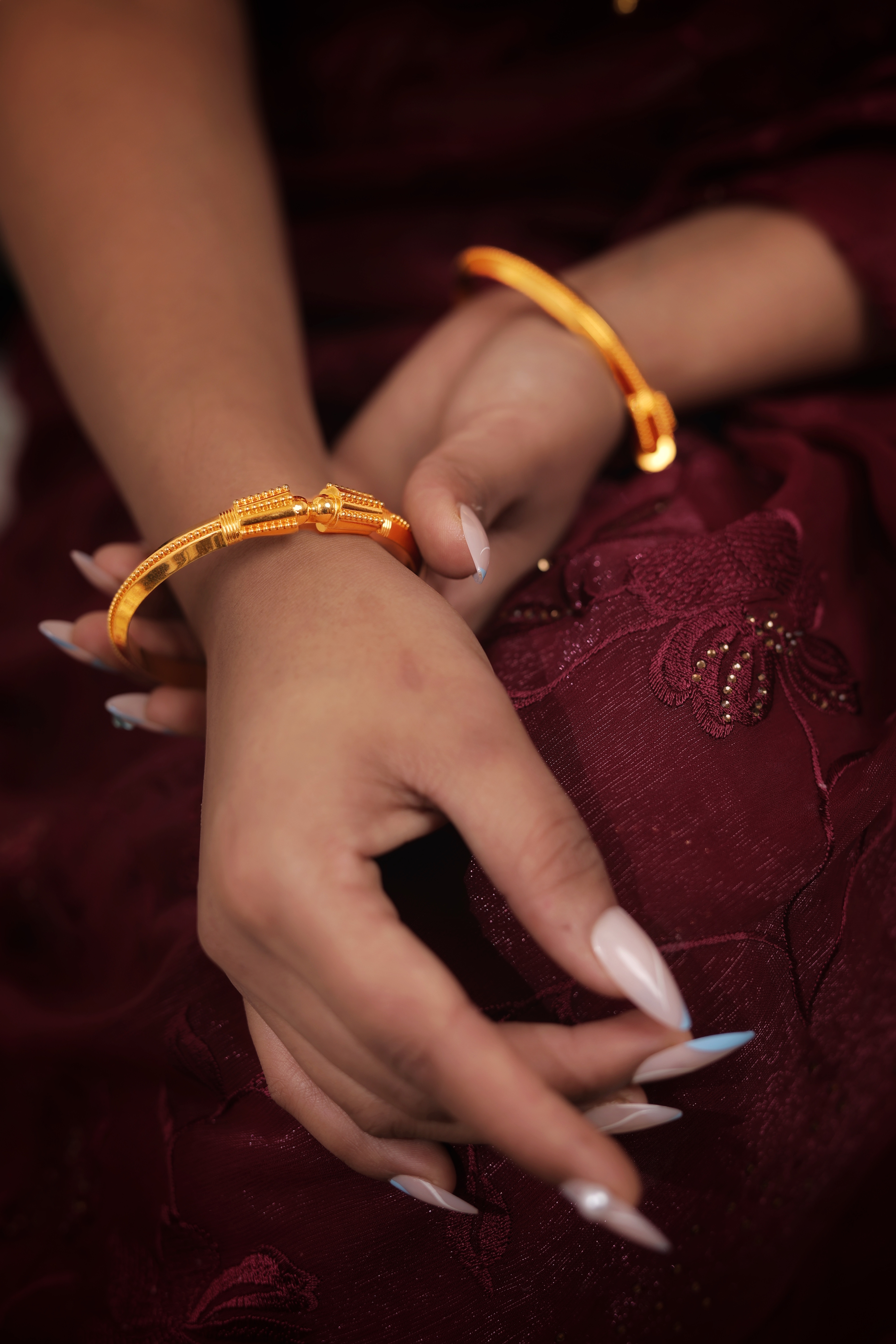 Classic Gold Sleek Designer Bangles – Traditional Minimal Engraved Gold Bangles for Women