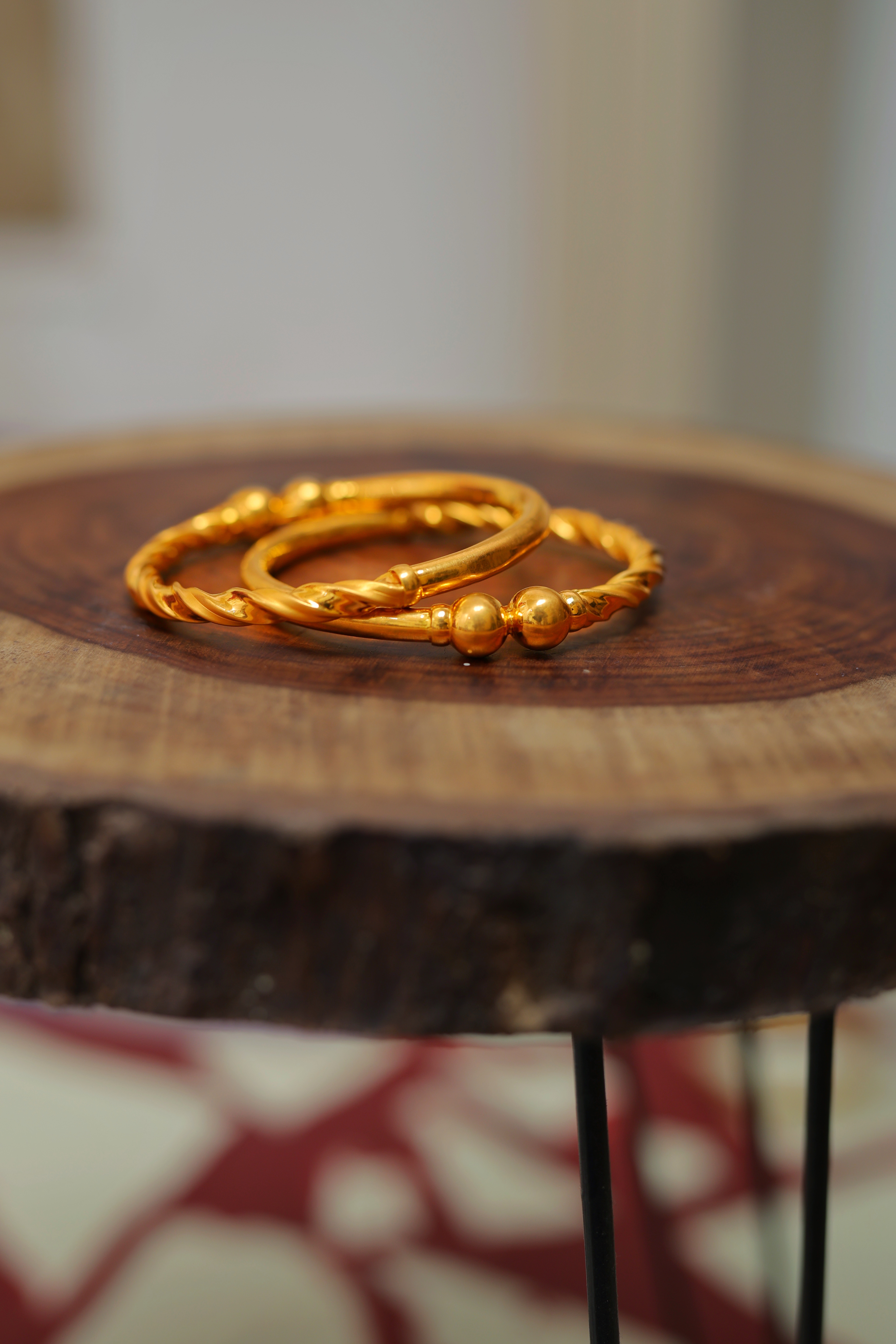 Twisted Rope Design Gold Bangles – Classic Designer Twist Pattern Gold Bangles for Women